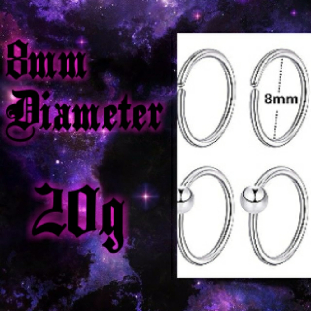 🌙💜*4/$15* Pair of Stainless Steel Nose Hoops Piercing Body Jewelry - Picture 4 of 7